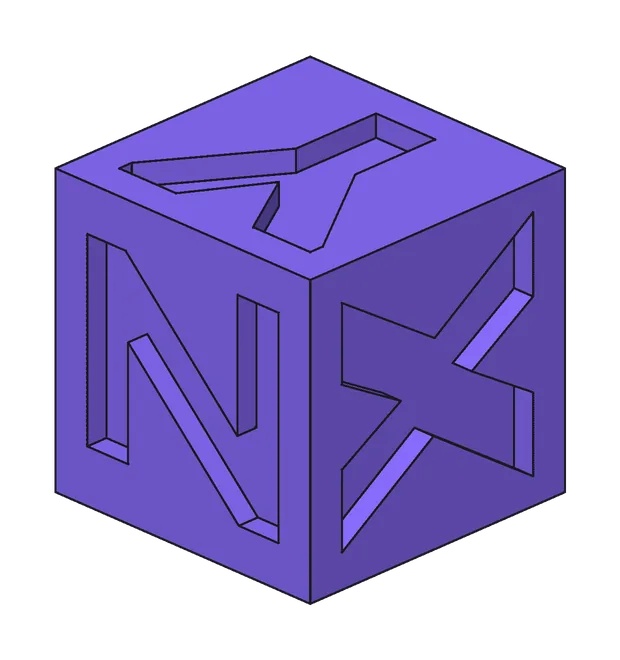Test cube as STEP with the letters X, Y, Z